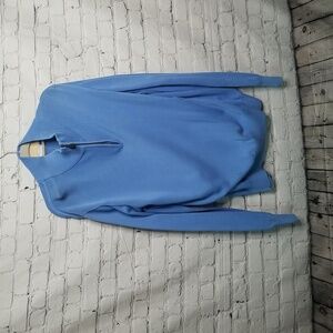 Maus & Hoffman Blue Pima Cotton Zip Up Knit Pullover Sweater